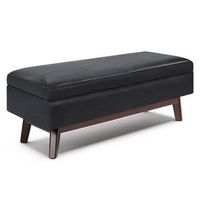 Simpli Home - Owen Rectangular Storage Ottoman - Midnight Black