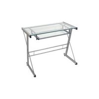 Walker Edison - 31" Modern Glass Computer Desk - Silver