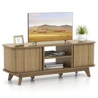 TV Stand for TV up to 55 Inch Television Cabinet with 2 Open Shelves Sliding Doors