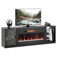 Bestier 70" Modern TV Stand with LED Lights and Storage Fits TVs Up to 80" - Black