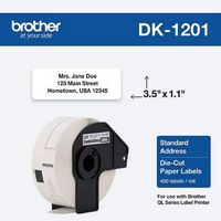 Brother - DK-1201 1.1 in x 3.5 in (29 mm x 90.3 mm) Standard Address Paper Labels (400 labels) - ...