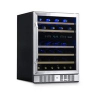 NewAir - 24” Built-in 46 Bottle Dual Zone Compressor Wine Cooler with Beech Wood Shelves - Stainl...