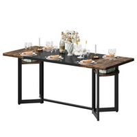 Bestier 70" Dining Table for 6-8 Wooden Kitchen Table or Computer Desk with Shelves and Metal Leg...