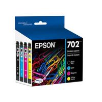Epson - 702 4-Pack Standard Capacity Ink Cartridges - Black/Cyan/Magenta/Yellow