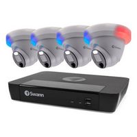 Swann - Professional 8-Channel, 4-Dome Camera Indoor/Outdoor PoE Wired 4K UHD 2TB HDD NVR Securit...