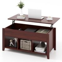 Costway Lift Top Coffee Table w/ Hidden Compartment and Storage Shelves Modern Furniture - Brown