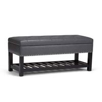 Simpli Home - Lomond Storage Ottoman Bench - Stone Grey