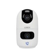 Lorex - Connect 2K Dual-Lens Indoor Pan-Tilt Wireless Security Camera - White