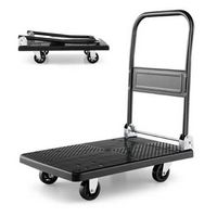 Costway - Folding Push Cart Dolly Platform Hand Truck with 360° Swivel Wheels and 440LBS Capacity...