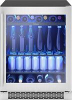 Zephyr - 5.11 Cu. Ft. Brisas 24 in. 8-Bottle and 98-Can Built-in Single Zone Beverage Cooler - St...