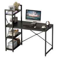 Bestier - 47inch Small Gaming Computer Desk with Shelves for Home Office - Black walnut