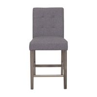 CorLiving - Leila Fabric Square Tufted Counter Height Barstool - Silver Grey