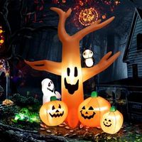 Costway - 8 FT Halloween Inflatable Dead Tree w/ Pumpkins Blow up Yard Decoration - Orange