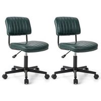 Costway 2PCS PU Leather Office Chair Adjustable Swivel Task Chair with Backrest - Green