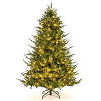 Costway - 6 FT Pre-Lit Artificial Christmas Tree Hinged 788 Branch Tips & 280 LED Lights - Green