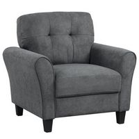 Costway - Modern Upholstered Accent Chair with Sturdy Legs - Grey