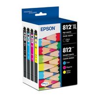 Epson - T812XL/T812 4-Pack High-Yield Standard Capacity Ink Cartridges - Black/Cyan/Magenta/Yellow