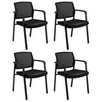 Costway - Conference Mesh Stackable Office Guest Chair with Wheels  (Set of 4) - Black