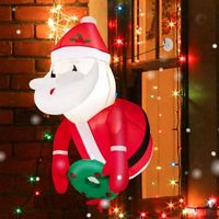 Costway - 3.3FT Inflatable Christmas Santa Claus Broke Out from Window Hanging Decoration - Multi...