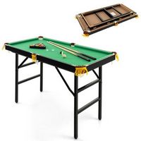 Costway 47" Folding Billiard Table Pool Game Table Indoor Kids w/ Cues Brush Chalk Green - Green