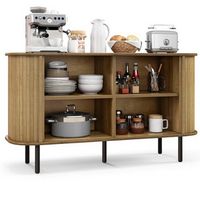 Costway 47" Sideboard Buffet Cabinet with Sliding Tambour Doors Adjustable Shelves - Oak, Black