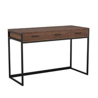 Martha Stewart - Ollie Walnut 3 Drawer Home Office Desk with Oil Rubbed Bronze Metal Frame and Ha...