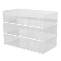 Martha Stewart - Brody Set of 3 Clear Plastic Stackable Desktop Storage Organizer Trays - 3" x 7....