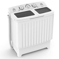 Costway - Portable Washing Machine Twin Tub Compact Laundry Washer with 20 lb. Capacity - Grey an...