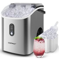 Costway Countertop Ice Maker with Soft Chewable Pellet Ice  Ready in 6 Mins Silver - Silver