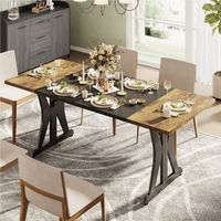Bestier 71Inch Rectangular Dining Table for 6-8 People Wooden Kitchen Table with Metal Legs Compu...