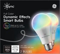 GE - Cync A19 Smart LED Bulb (2 Pack) - Color Changing - Full Color