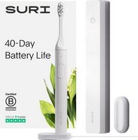 SURI - S1 Electric Toothbrush with UV Light Cleaning and Charging Case and Mirror Mount - White