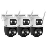 Defender - AI POWERED Guard Pro 3K PLUS Dual Lens PTZ Wi-Fi 6 Plug-in Security Camera - 3 Pack - ...