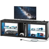 Bestier - 63" TV Stand Gaming Entertainment Center for TVs up to 70" with LED Lights Cabinet and ...