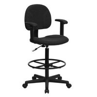 Alamont Home - Bruce Contemporary Fabric Drafting Stool - Black Patterned