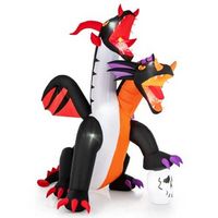 Costway - 8 FT Inflatable Twin-Headed Dragon Decoration Giant Halloween Inflatables - Multicolor