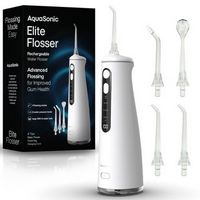 AquaSonic - Elite - Portable Cordless Water Flosser - 4 Modes, 8 Pressure Settings, 4 Tips, 300ml...