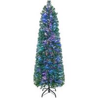 Costway - 5 FT Pre-Lit Artificial Xmas Tree with Colorful Fiber Optics & 361 PVC Branch Tips - Green