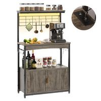 Bestier 45-55" Adjustable Kitchen Stand Power Outlet, Storage, LED Light & 10 S-Hooks-Microwave C...