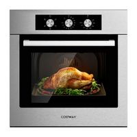 Costway 24%27%27 Single Wall Oven 2.47Cu.ft Built-in Electric Oven 2300W w/ 5 Cooking Modes - Silver ...