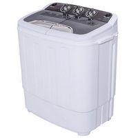 Costway - Compact Mini Twin Tub 8 lb. Washing Machine - White and Grey