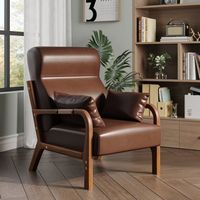 Bestier - Corduroy Armchair with Heightened Headrest and Removable Armrest - Brown