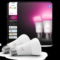 Philips - Hue A19 Bluetooth 75W Smart LED Bulb (2-Pack) - White and Color Ambiance