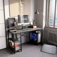 Bestier Gaming Monitor Shelf Desk with Storage -55" wide - Charcoal