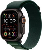 Apple Watch Ultra 2 (GPS+Cellular) 49mm Titanium Case with Dark Green Alpine Loop - Medium - Blac...