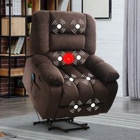 Bestier - Oversized Microfiber Power Lift Recliner with USB and 8-Heated Massage Points - 39&quot; Wid...