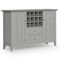 Bedford SOLID WOOD 54 inch Wide Transitional Sideboard Buffet and Wine Rack in Fog Grey