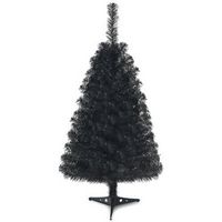 Costway - 3ft Unlit Artificial Christmas Halloween Mini Tree w/Plastic Stand - Black