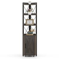 Costway - 6-Tier Corner Bookshelf with 5-Level Adjustable Shelf & Anti-Tipping Kits - Gray