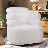 Bestier - Modern Novelty Microfiber Swivel Barrel Chair 32.9&quot; Wide - White